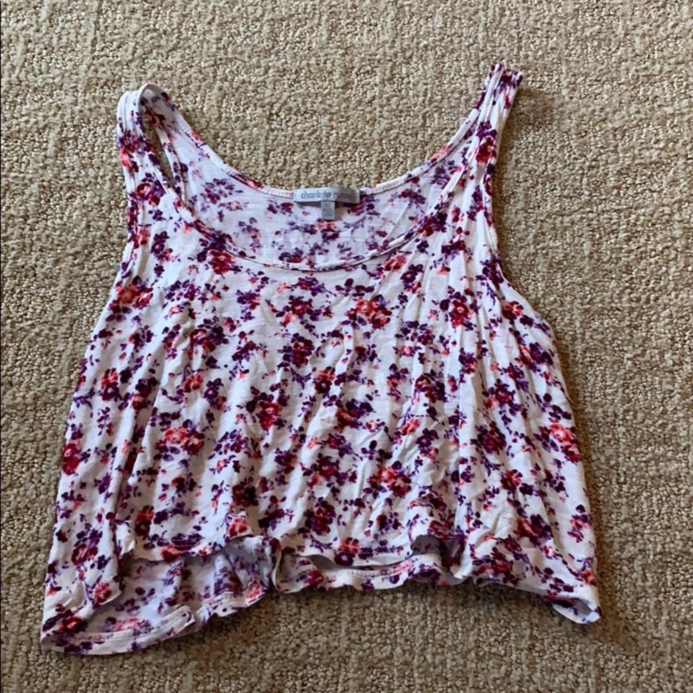 cropped floral tank top